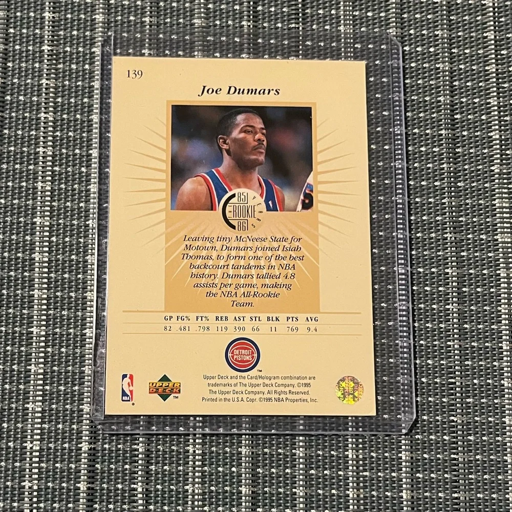 🏀 1995-96 Upper Deck Joe Dumars Rookie RC Basketball Card #139
